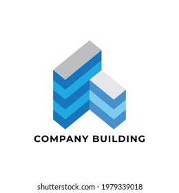 vector de logotipo de edificio de capas azules