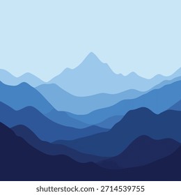 Palabras claves de fondo de paisaje de la cordillera en capas azules: montañas, paisaje, naturaleza, azul