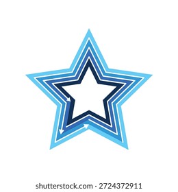 Diseño de estrella en capas azul con ilustración geométrica de cinco puntos para logotipo y decoración.