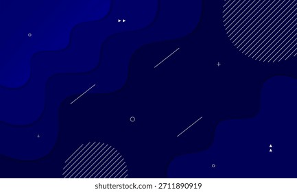 Fondo abstracto ondulado en capas azul, composición moderna de ondas dinámicas con líneas paralelas