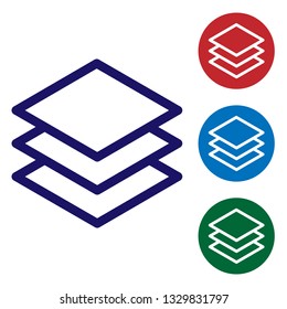 Blue Layers icon isolated on white background. Set color icon in circle buttons. Vector Illustration
