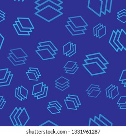 Blue Layers icon isolated seamless pattern on blue background. Vector Illustration