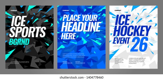 Blue layout design template for sport event, tournament or competition. Sports background.