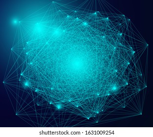 Blue layout template. Connection line sphere visual network digital technology concept