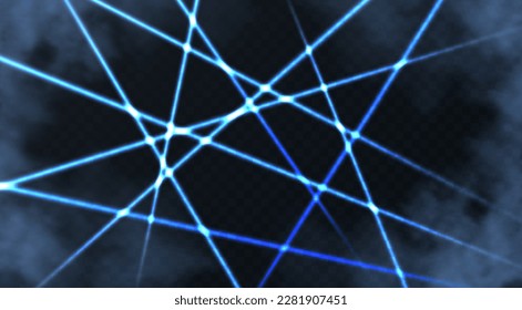 Blue lazer background with realistic  fog. vector illustration. Light beam security.
