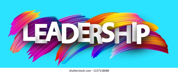 Blue leadership banner. Colorful brush design. Vector background.