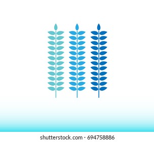 Blue leaf branch icon. illustration, Organic plants, environment, growth 