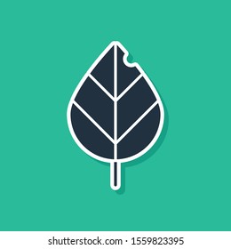 Blue Leaf icon isolated on green background. Fresh natural product symbol.  Vector Illustration