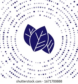 Blue Leaf icon isolated on white background. Leaves sign. Fresh natural product symbol. Abstract circle random dots. Vector Illustration