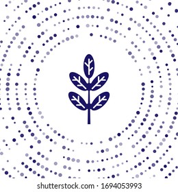 Blue Leaf icon isolated on white background. Leaves sign. Fresh natural product symbol. Abstract circle random dots. Vector Illustration