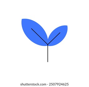 Blue leaf icon in a simple, minimalistic design, symbolizing growth, sustainability, and eco-friendly practices. The design emphasizes the importance of nature and environmental responsibility.