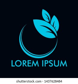 blue leaf logo icon with philosophy mean symbol of live, nature and grow.