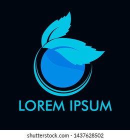 blue leaf logo icon with philosophy mean symbol of live, nature and grow.
