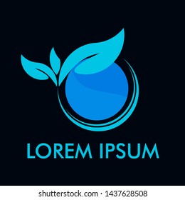 blue leaf logo icon with philosophy mean symbol of live, nature and grow.