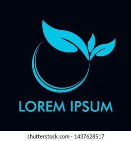 blue leaf logo icon with philosophy mean symbol of live, nature and grow.