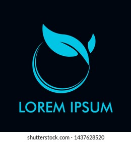 blue leaf logo icon with philosophy mean symbol of live, nature and grow.