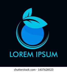 blue leaf logo icon with philosophy mean symbol of live, nature and grow.