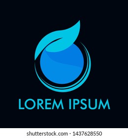 blue leaf logo icon with philosophy mean symbol of live, nature and grow.
