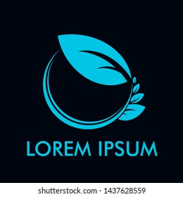 blue leaf logo icon with philosophy mean symbol of live, nature and grow.