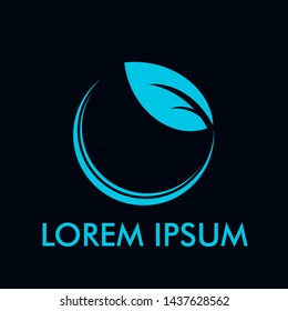 blue leaf logo icon with philosophy mean symbol of live, nature and grow.