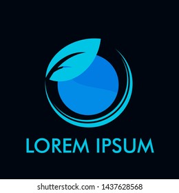 blue leaf logo icon with philosophy mean symbol of live, nature and grow.