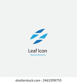 Blue leaf logo nature element vector icon,Natural Health Stock monochrome design. 