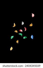 Blue Leaf Motion Vector Black Background Template. Abstract Color Concept. Swamp Foliage Fresh Wallpaper. Leaves Ecology Black.