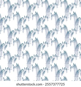 Blue leaf natural seamless pattern