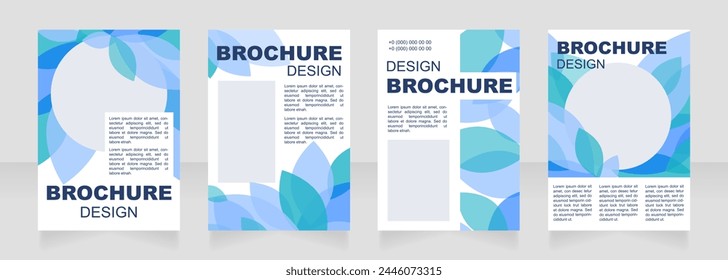 Hoja azul en blanco blanco diseño de diseño de folleto. Deja la decoración. Conjunto de Plantillas de póster de Vertical con espacio de copia vacío para texto. Colección de informes corporativos prefabricados. Páginas de papel de folleto editables