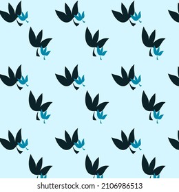 Blue leaf pattern background. Blue cover. 