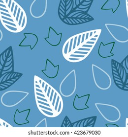 blue leaf pattern seamless