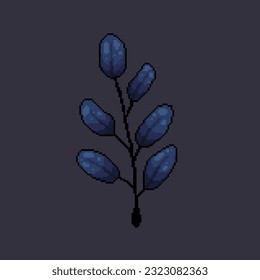 hoja azul en el estilo de arte de píxeles
