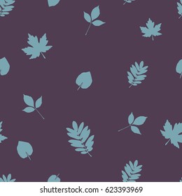 Blue leaf simple seamless pattern.