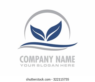 blue leaf sprout nature flora plant vector icon image logo
