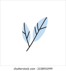 blue leaf tree clip art icon, vector eps leaf sticker, children wear print