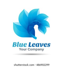 blue leaf Vector logo design illustration. Template for your business company. Creative abstract colorful concept.