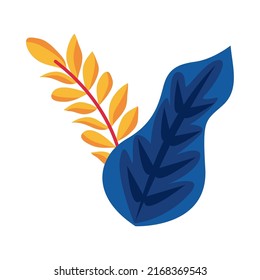 blue leaf and yellow branch icon