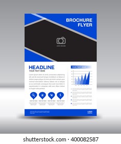 Blue Leaflet template and info graphics vector design, Brochure flyer template,newsletter, catalog, magazine ads