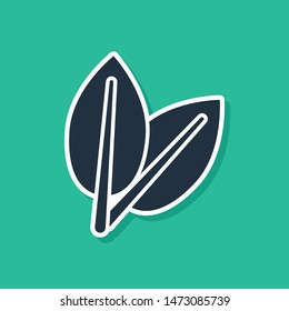Blue Leafs icon isolated on green background. Fresh natural product symbol.  Vector Illustration