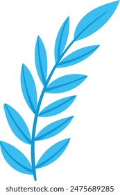 Blue leafy plant vector artwork contains bright, simple elements. Isolated white background enhances contrasting colors. Suitable graphic design, digital art, naturethemed decor