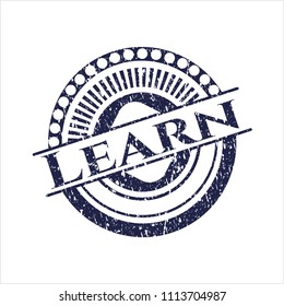  Blue Learn rubber grunge texture stamp