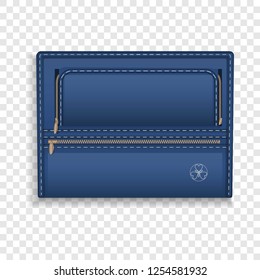 Blue leather folder icon. Realistic illustration of blue leather folder vector icon for web design