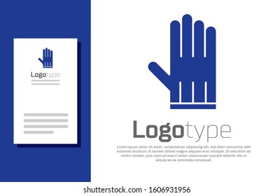 Blue Leather glove icon isolated on white background. Logo design template element. Vector Illustration