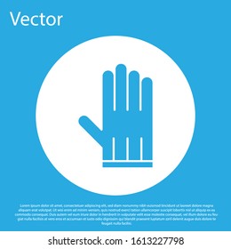 Blue Leather glove icon isolated on blue background. White circle button. Vector Illustration