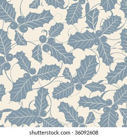 blue leaves and berries in pattern