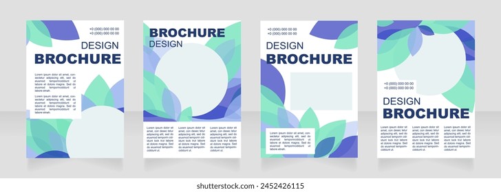 Diseño de diseño de folleto en blanco de hojas azules. Decoración de Naturaleza. Conjunto de Plantillas de póster de Vertical con espacio de copia vacío para texto. Colección de informes corporativos prefabricados. Páginas de papel de folleto editables