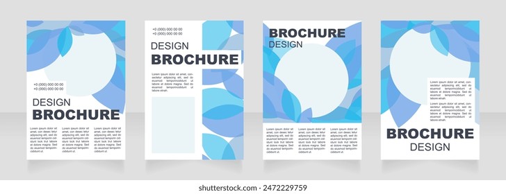 Diseño de diseño de folleto en blanco creativo de hojas azules. Decoración de Naturaleza. Conjunto de Plantillas de póster de Vertical con espacio de copia vacío para texto. Colección de informes corporativos prefabricados. Páginas de papel de folleto editables