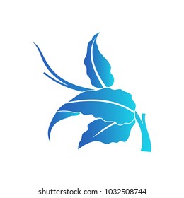 Blue leaves icon shapes of trees and plants isolated on white background. Vector illustration elements for eco and bio logos