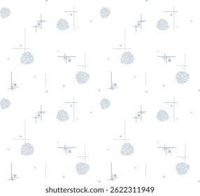 Blue Leaves Mix Line Geometric Pattern Design, Masculine Repeat Pattern, Elegant, Chic, Japanese Style, Monochrome Design