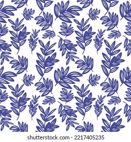 Hojas azules Patrón sin foco Fondo blanco Patrón natural para tela de impresión de tela cortinas de ropa alfombra alfombra envoltura Sarong 